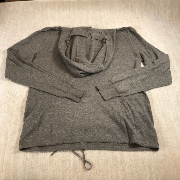 AllSaints Sweater Mens Large Pullover Button Front Alpha Hoody Gray Pocket - Picture 4 of 8